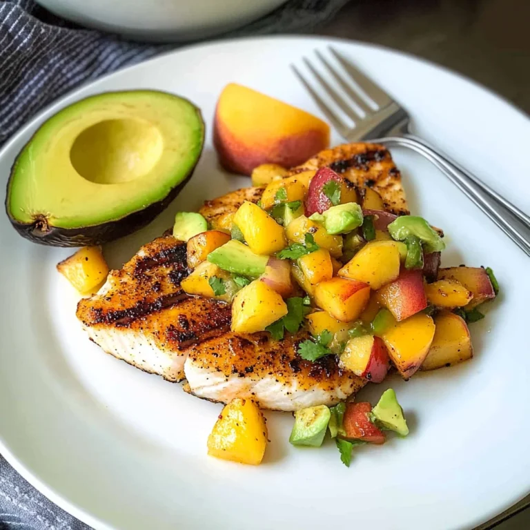 Grilled Mahi Mahi with Grilled Avocado Peach Salsa