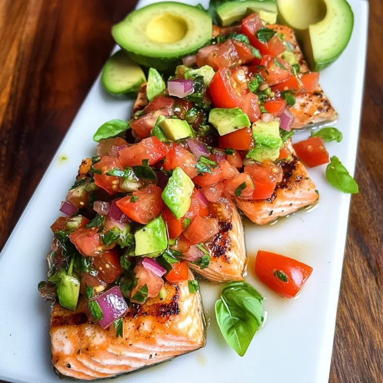 Grilled Salmon Bruschetta with Avocado