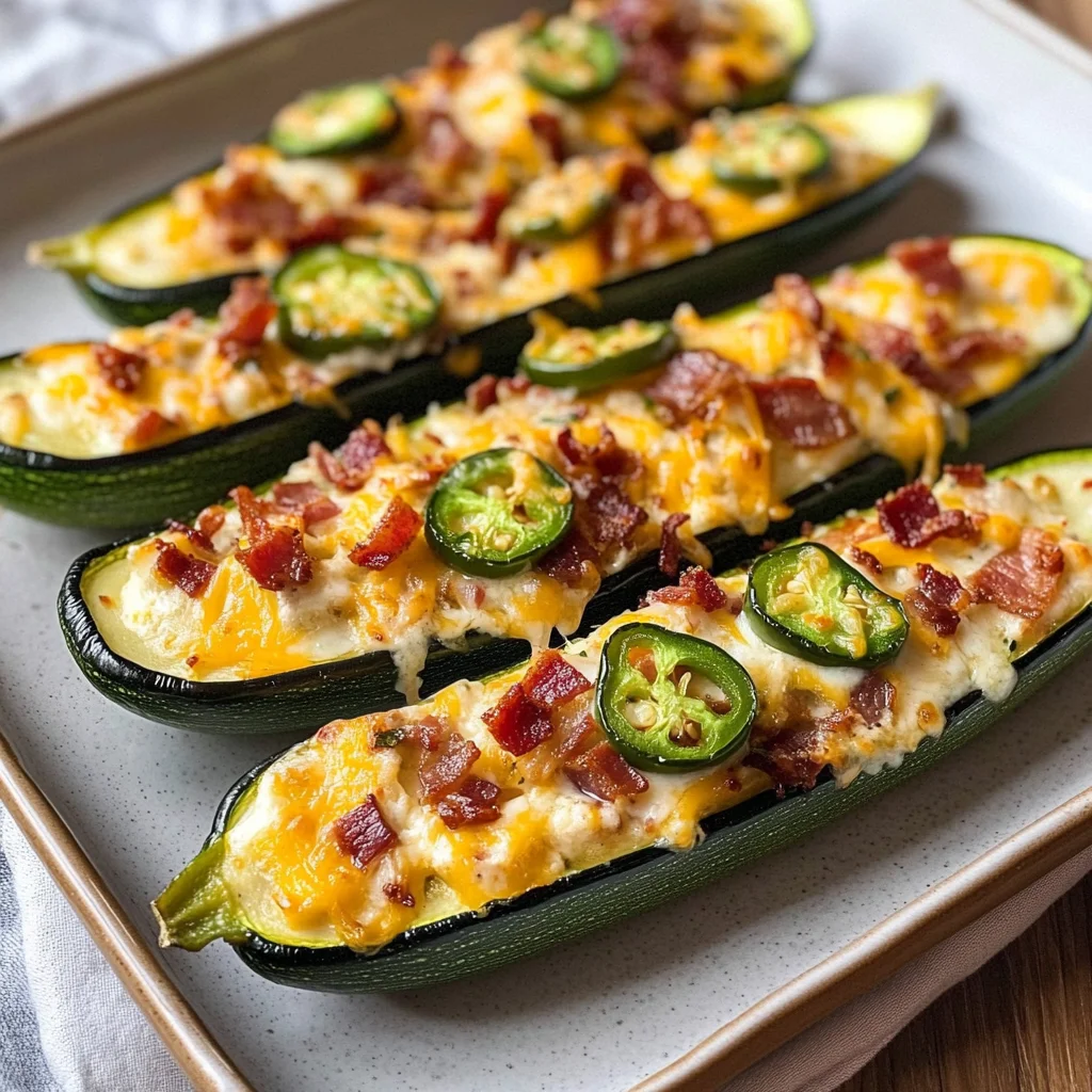 Jalapeno Popper Zucchini Boats