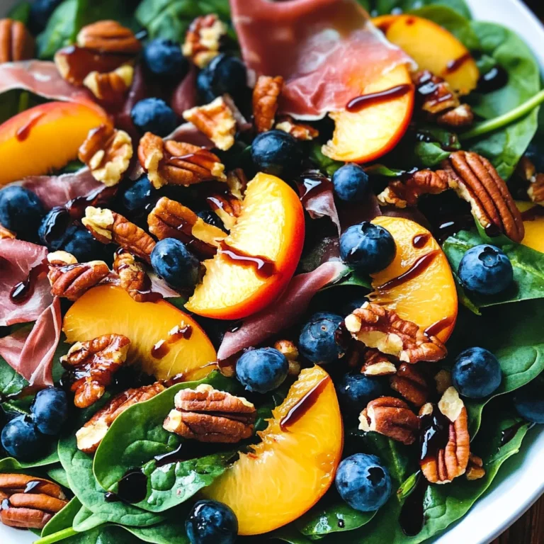 Peach Blueberry Spinach Salad