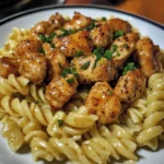 Twisted Pasta With Honey Garlic Chicken & Parmesan Cream
