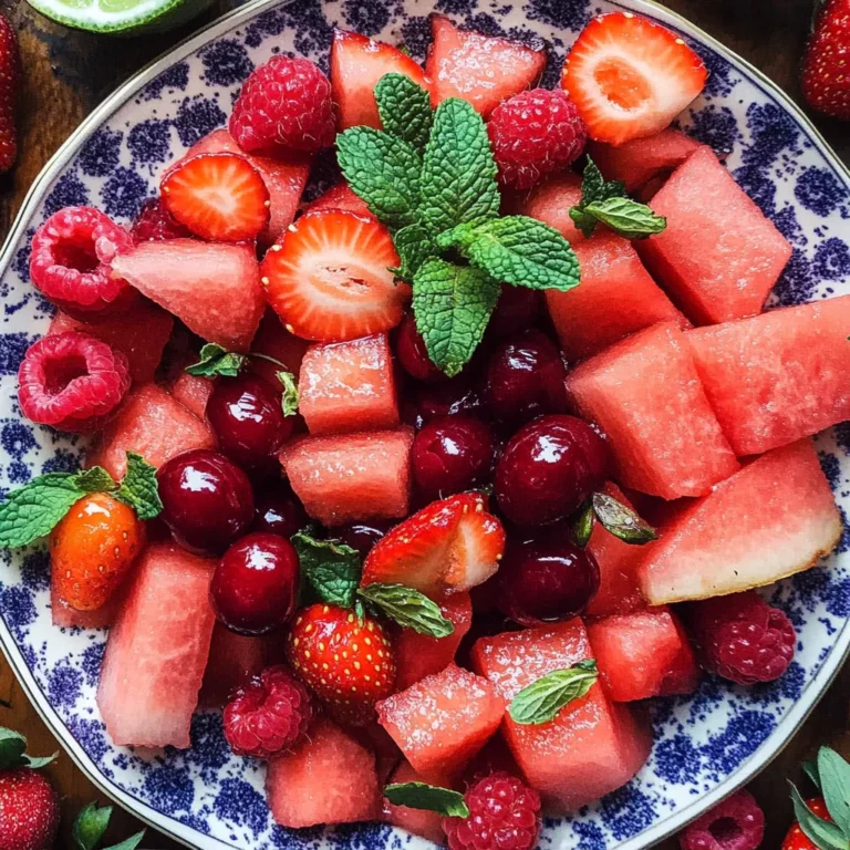 Watermelon Fruit Salad with Lime Mint Dressing