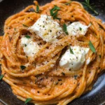 Creamy Red Pepper Pasta with Burrata & Herbs