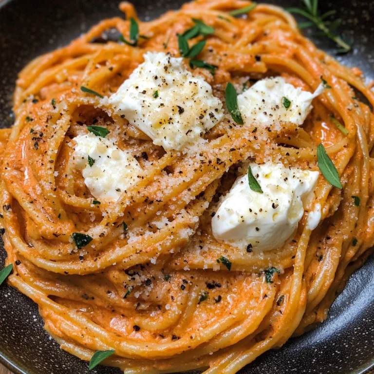 Creamy Red Pepper Pasta with Burrata & Herbs