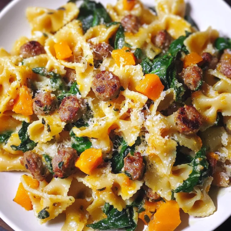 Creamy Roasted Butternut Squash Pasta with Sausage and Spinach