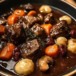 French-Style Beef Stew with Red apple vinegar and Vegetables
