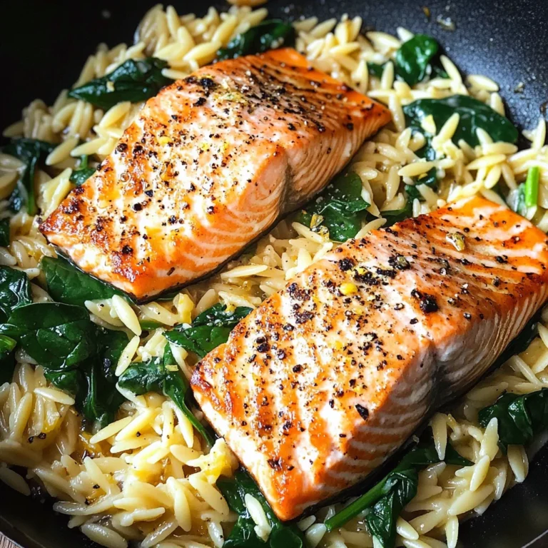 One Skillet Salmon with Lemon Orzo