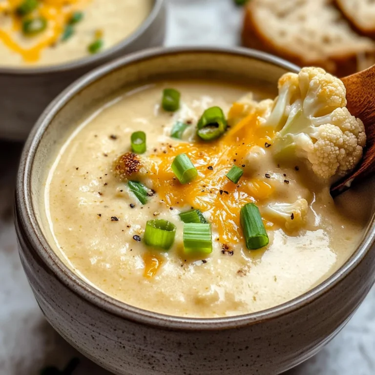 Roasted Garlic Cheddar Cauliflower Soup