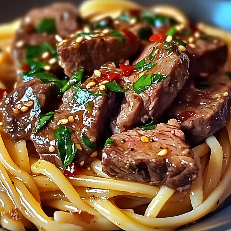 Sweet and Spicy Garlic Steak Pasta