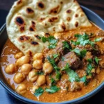Coconut Beef & Chickpea Curry with Garlic Naan