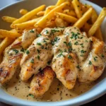 Creamy Garlic Herb Chicken with Crispy Fries