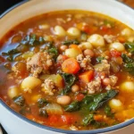 Italian Vegetable Soup with Spicy Sausage