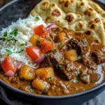Slow-Cooked Beef Curry with Garlic Naan