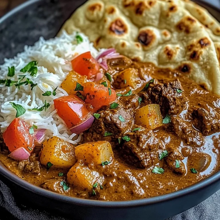 Slow-Cooked Beef Curry with Garlic Naan