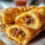 Cheesy Taco Stuffed Breadsticks with Taco Filling