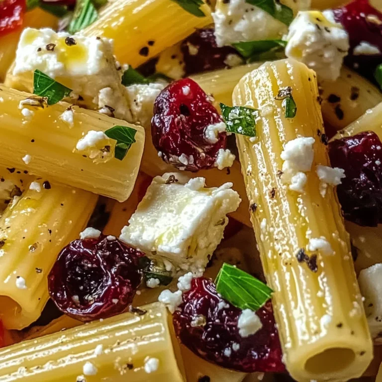 Feta & Cranberry Rigatoni Salad with Lemon Vinaigrette
