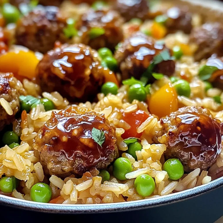 Honey Garlic Meatball Rice Bake