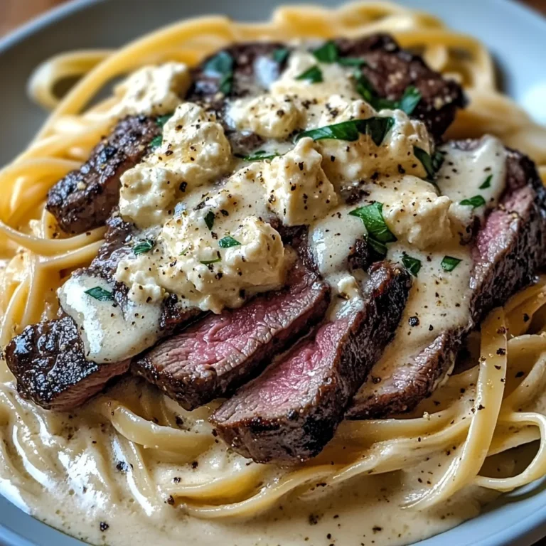 Savory Steak Gorgonzola Alfredo with Creamy Parmesan Sauce