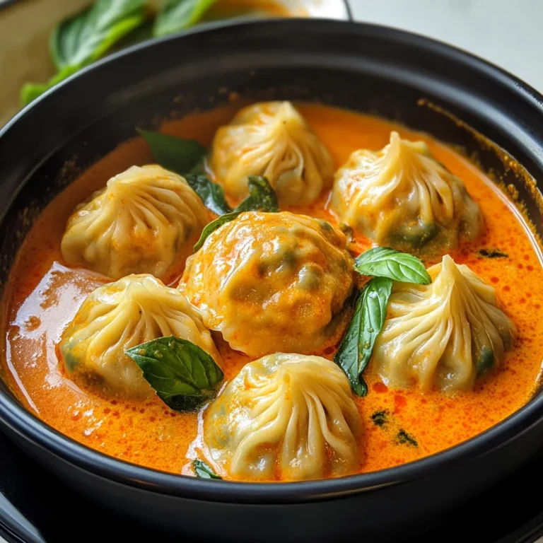 Soup Dumplings in Thai Red Curry Sauce